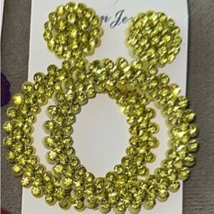 Vibrant Yellow Beaded Hoop Earrings